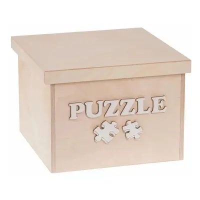 FK Dřevěný box na hračky - Puzzle 25x25x20 cm, Přírodní