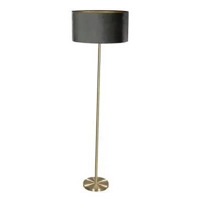 Vloerlamp messing met ovale velours kap groen 50cm - Simplo