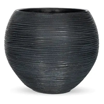 Capi Nature Rib Vase Ball Black Ø 18 cm / V 15 cm