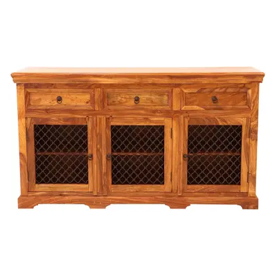 furniture-nabytek.cz - Rustikální komoda z palisandru s kovovým výpletem 160x45x90