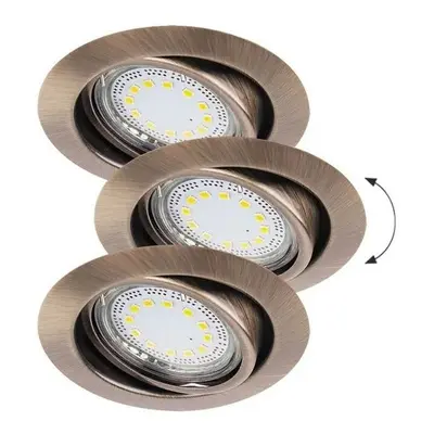 Rabalux LED zápustné bodové svítidlo Lite 3x3W/720lm/ 3000K/IP40 - set 3 svítidel, bronz, 1051