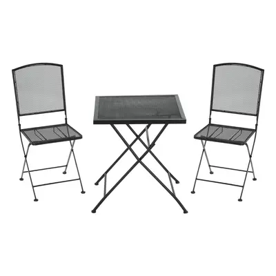 Outsunny zahradní sedací souprava bistro set pro 3 osoby s 1 stolem a 2 skládacími židlemi, kovo