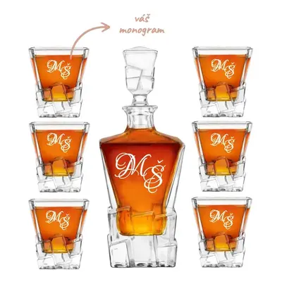 Dekorant Bohemia Jihlava křišťálový whisky set Crack 1+6 MONOGRAM