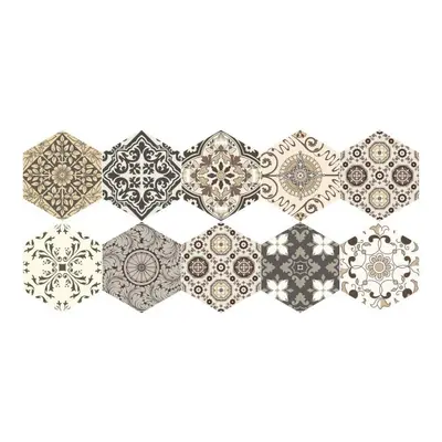 Sada 10 samolepek na podlahu Ambiance Floor Stickers Hexagons Luiza, 40 x 90 cm