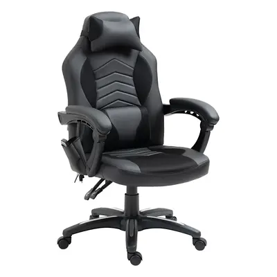 Ergonomická herní židle HOMCOM s funkcí vyhřívání a 6 vibračními body, imitace kůže, 68 x 69 x 1