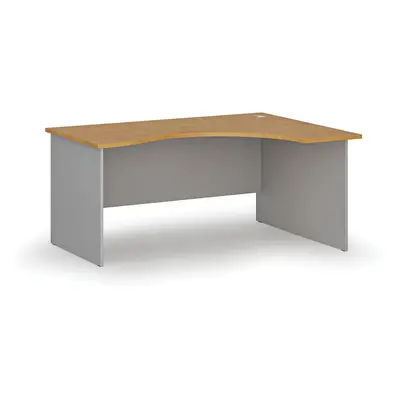 Ergonomický kancelářský pracovní stůl PRIMO GRAY, 1600 x 1200 mm, pravý, šedá/buk