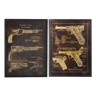 2 dřevěné obrazy pistole black Pistols - 60*3,5*80 cm