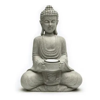 Milujeme Kameny Meditující Buddha - svícen Feng Shui - šedý