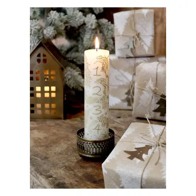 Bílo-zlatá adventní svíčka s čísly 1- 4 Advent Candle - Ø 5*20cm / 48h