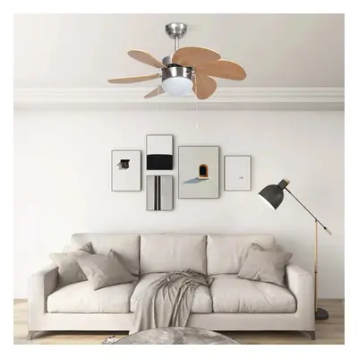 vidaXL Stropní ventilátor se světlem 76 cm světle hnědý