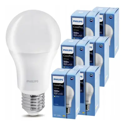 6x LED žárovka Philips E27 - 13W - 1521 lm - teplá bílá 2700K - CorePro Premium A60 - SET