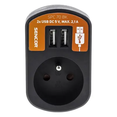 Retlux RPC 70 BK Zásuvka černá, 2x Sencor USB