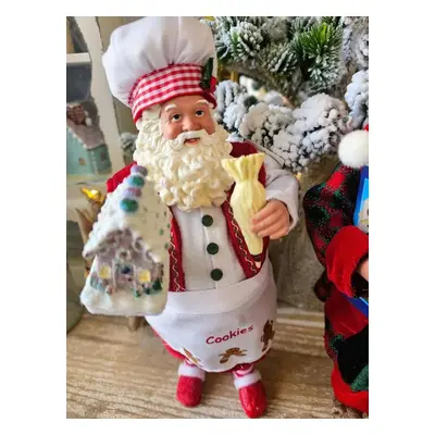 Vánoční dekorace taťka Santa Claus cukrář s perníkovou chaloupkou - 16*8*28 cm