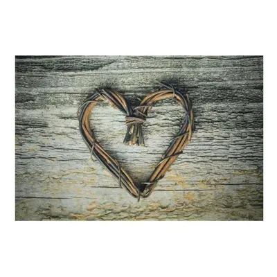 Šedá podlahová rohožka srdce z větviček Heart Twig - 75*50*1cm