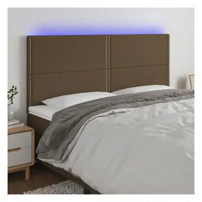 Čelo postele s LED tmavě hnědé 160x5x118/128 cm textil