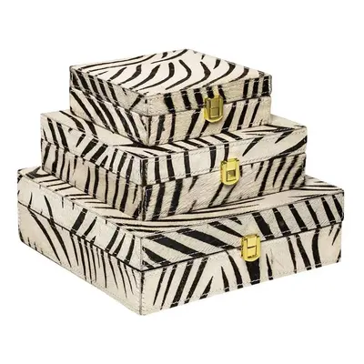 Zebra Bijoux box z hovězí kůže (sada 3ks) - 25,5*25,5*8cm