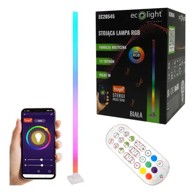 ECOLIGHT LED RGB stojací lampa TUYA bílá + dálkový ovladač