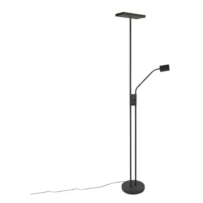 Moderní stojací lampa s lampou na čtení hranatá černá - Jazzy