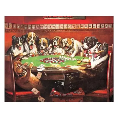 Plechová cedule DRUKEN DOGS PLAYING CARDS