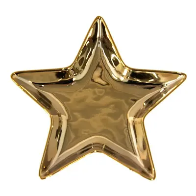 Zlatá keramická miska ve tvaru hvězdy Gold Star - 16*16*2 cm