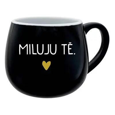 MILUJU TĚ. - černý keramický hrníček 300 ml