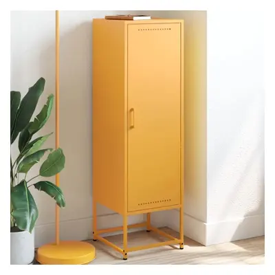 Skříň highboard hořčicově žlutá 36 x 39 x 123 cm ocel