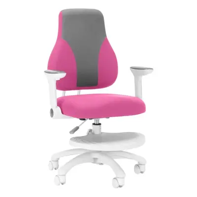 Dětská rostoucí židle Neoseat KINDER WHITE — látka, šedá / tmavě růžová