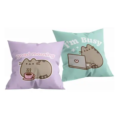 Oboustranný polštář kočička Pusheen - motiv Good morning - 40 x 40 cm