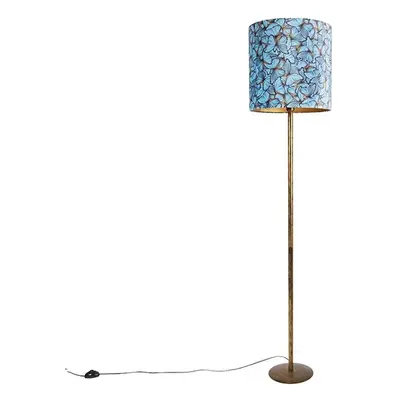 Botanická stojací lampa zlatá s motivem motýla 40 cm - Simplo