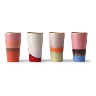 4ks barevný retro hrnek na latté 70s - Ø 7,5*13cm / 280ml