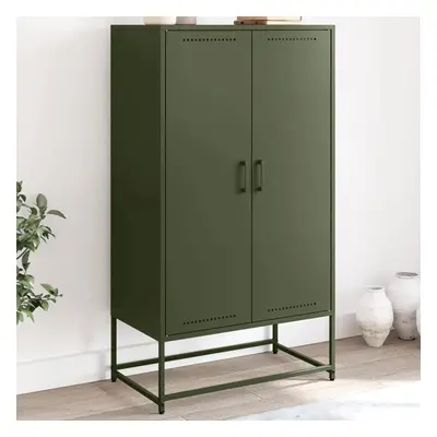 Skříň highboard olivově zelená 68,5 x 38,5 x 123,5 cm ocel