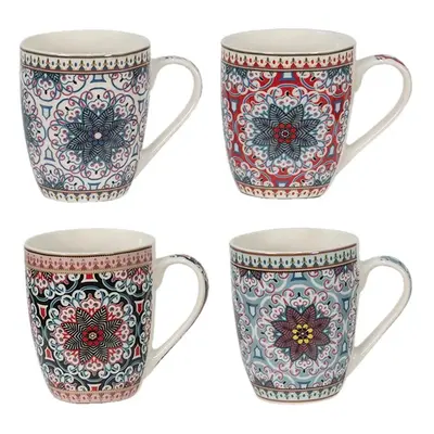 Set 4ks porcelánových hrnků s ornamenty Ornaments - 9*10 cm / 300 ml