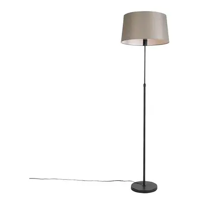 Stojací lampa černá s odstínem taupe lnu nastavitelná 45 cm - Parte