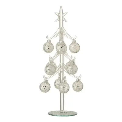 Skleněný stromek se stříbrnými koulemi Baubles Stars – Ø 12*30 cm