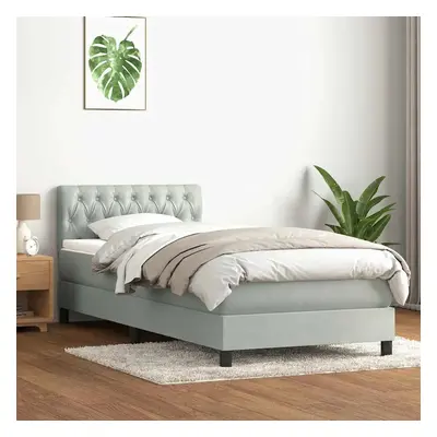 Box spring postel s matrací světle šedá 80x220 cm samet