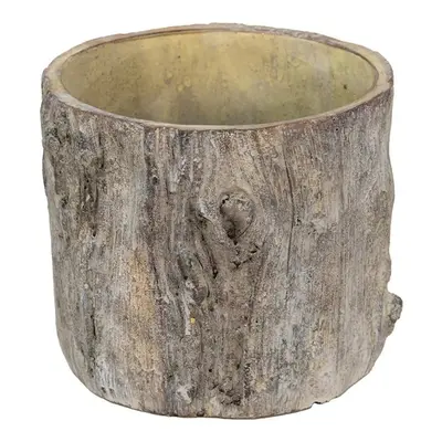 Hnědo - šedý cementový obal na květináč v dekoru kůry stromu Bark S - 18*17*16 cm