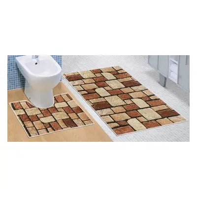 Bellatex Koupelnová a WC předložka Kamenná dlažba 3D SADA 60 x 100 cm + 60 x 50 cm