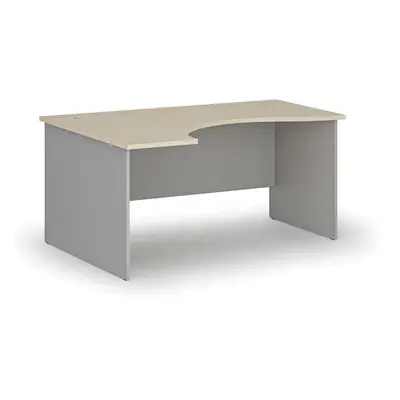 Ergonomický kancelářský pracovní stůl PRIMO GRAY, 1600 x 1200 mm, levý, šedá/bříza