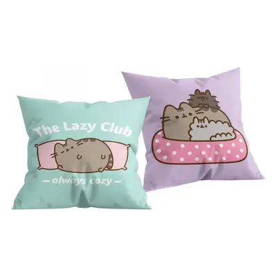 Oboustranný polštář kočička Pusheen - motiv The lazy club - 40 x 40 cm