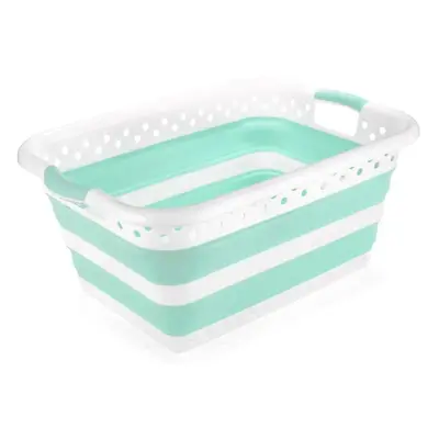 Bílo-tyrkysový složitelný koš na prádlo Addis Collapsible Laundry Basket