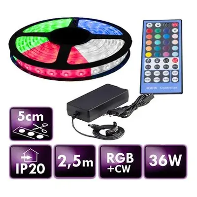 ECOLIGHT LED pásek - RGB+CW - 2,5m - 60LED/m - 14,4W/m - 1500Lm - IP20 - SADA