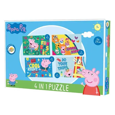 Dětské puzzle 4v1 PRASÁTKO PEPPA a kamarádi, 19x29 cm