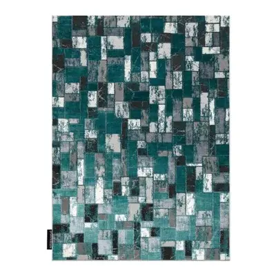 Moderní koberec DE LUXE 6768 Geometrický Strukturální, zelená / ant velikost 120x170 cm | krás