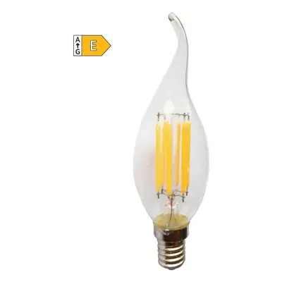 Diolamp LED Filament žárovka čirá Candle Flame CF35 4W/230V/E14/4000K/490Lm/360°