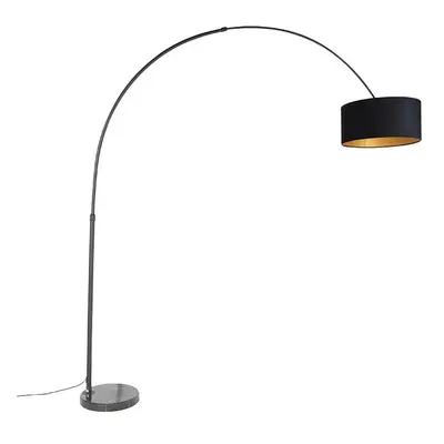 Oblouková lampa černá velurová odstín černá se zlatem 50 cm - XXL