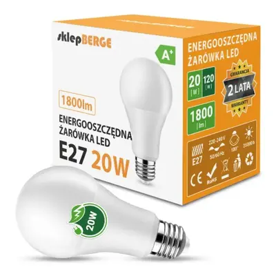 BERGE LED žárovka - E27 - A80 - 20W - 1800Lm - studená bílá