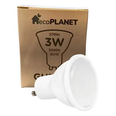 ecoPLANET LED žárovka GU10 - 3W - teplá bílá