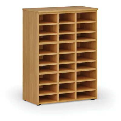 Třídicí regál PRIMO WOOD, 1087 x 800 x 420 mm, 27 přihrádek, buk