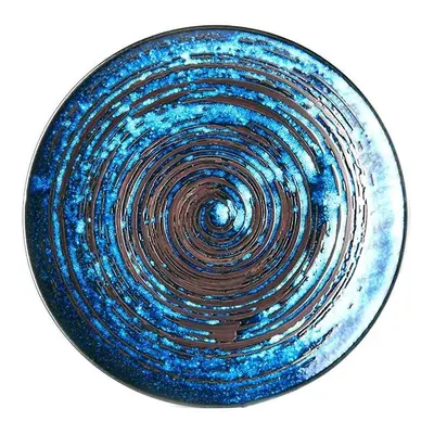 Modrý keramický talíř MIJ Copper Swirl, ø 29 cm