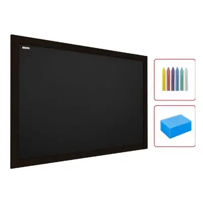 Allboards,Tabule černá křídová v dřevěném černém rámu 120x90 cm - výhodný set s příslušenstvím,T